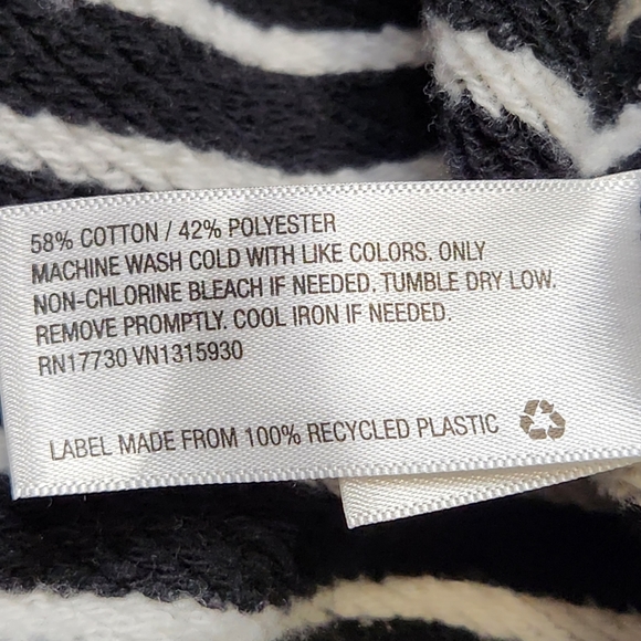 SIZE L Stripe Cotton blend pullover sweatshirt black white Nautical A NEW DAY - Picture 7 of 10